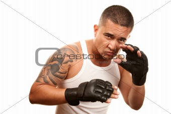 Hispanic Man with Boxing Gloves