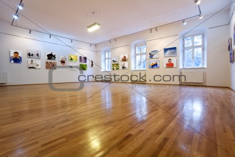 Art gallery with different pictures