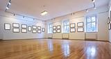 Art gallery with blank pictures