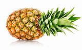 ripe ananas fruit with green leaves