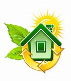 symbol of ecological house with solar energy