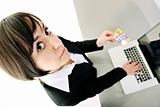 business woman making online money transaction