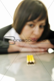 bosiness woman choosing perfect pencil