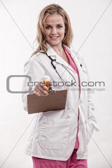 Attractive twenties caucasian nurse doctor