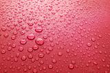 Red water drops background with big and small drops 