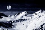 Elbrus Mount with moon