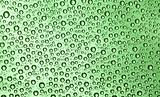Water drops over green background