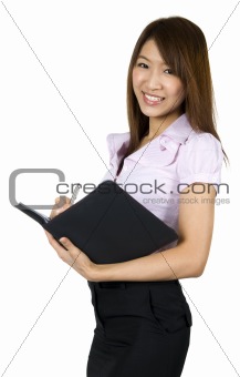 Young girl with documents.