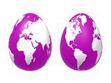 two 3d eggs world in violet