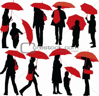 People with umbrellas