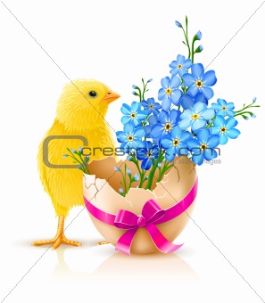 easter holiday illustration with chicken