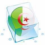 vector illustration of algeria button flag frozen in ice cube
