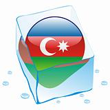 vector illustration of azerbaijan button flag frozen in ice cube