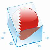 vector illustration of bahrain button flag frozen in ice cube