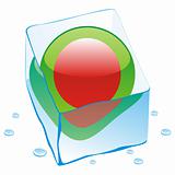 vector illustration of bangladesh button flag frozen in ice cube