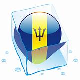 illustration of barbados button flag frozen in ice cube