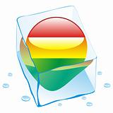 illustration of bolivia button flag frozen in ice cube