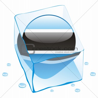 vector illustration of botswana button flag frozen in ice cube