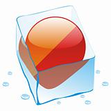 vector illustration of buthan button flag frozen in ice cube