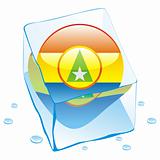 vector illustration of cabinda button flag frozen in ice cube