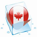 illustration of canada button flag frozen in ice cube