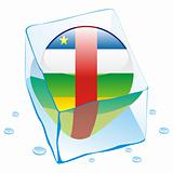 vector illustration of central africa button flag frozen in ice cube