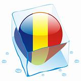 vector illustration of chad button flag frozen in ice cube