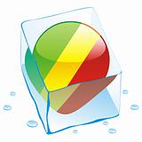 vector illustration of congo button flag frozen in ice cube