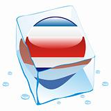 illustration of costa rica button flag frozen in ice cube