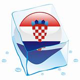 vector illustration of croatia button flag frozen in ice cube