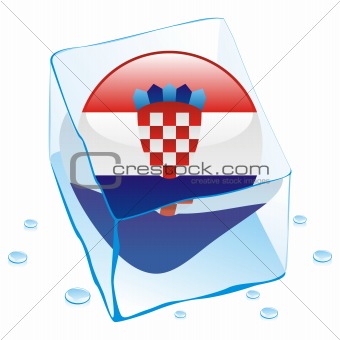 vector illustration of croatia button flag frozen in ice cube