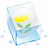 vector illustration of cyprus button flag frozen in ice cube