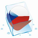 vector illustration of czech button flag frozen in ice cube