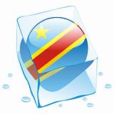 vector illustration of democratic congo button flag frozen in ice cube