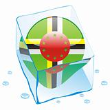 illustration of dominica button flag frozen in ice cube