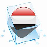 vector illustration of egypt button flag frozen in ice cube