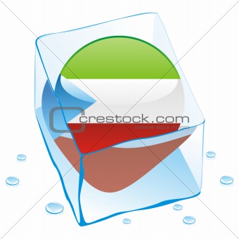 vector illustration of equatorial guinea button flag frozen in ice cube