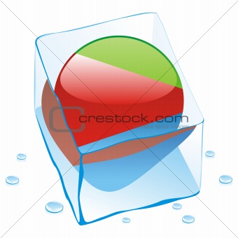 vector illustration of eritrea button flag frozen in ice cube