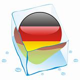vector illustration of germany button flag frozen in ice cube