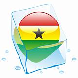 vector illustration of ghana button flag frozen in ice cube