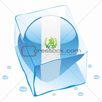 illustration of guatemala button flag frozen in ice cube