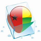 vector illustration of guinea bissau button flag frozen in ice cube