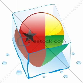 vector illustration of guinea bissau button flag frozen in ice cube