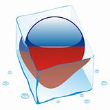 illustration of haiti button flag frozen in ice cube