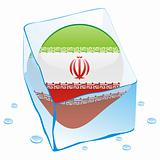 vector illustration of iran button flag frozen in ice cube