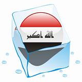 vector illustration of iraq button flag frozen in ice cube