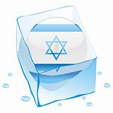 vector illustration of israel button flag frozen in ice cube