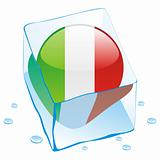vector illustration of italy button flag frozen in ice cube
