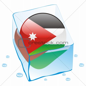 vector illustration of jordan button flag frozen in ice cube