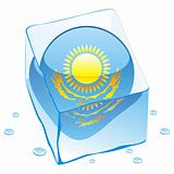 vector illustration of kazakhstan button flag frozen in ice cube